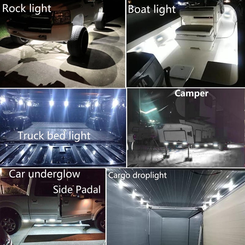 NBWDY LED Truck Bed Light Kit-48 White LEDs Pickup Bed Lighting Kit,Rear Work Box Lighting Kit,Rail Lights,Side Marker Rock Light for Truck Pickup Cargo Trailer RVs Under Car w/Switch-8Pcs - Image 2
